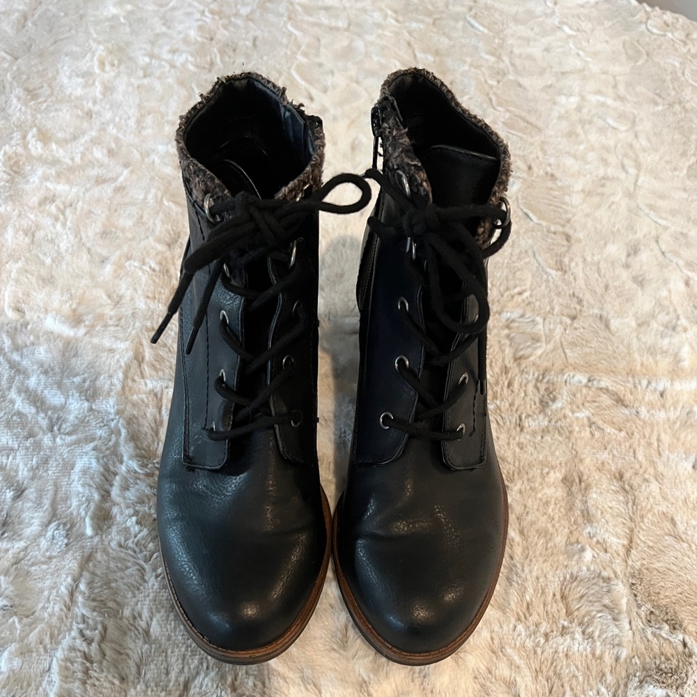 Black Lace-Up Ankle Boots